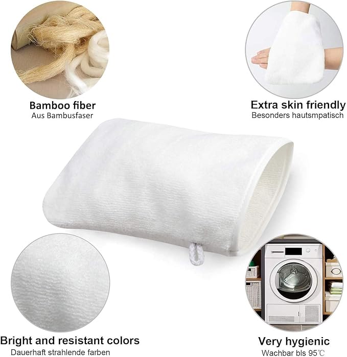 PHOGARY 10Pack Microfiber Wash Mitts, Soft Face Mittens, Reusable Remover, 6×8in, White, Grey