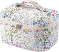 uekeboag Large Travel Quilted Makeup Bag for Women, Floral Cotton Cosmetic Bag, Coquette Aesthetic Floral Toiletry Organizer Bag(Spring flower