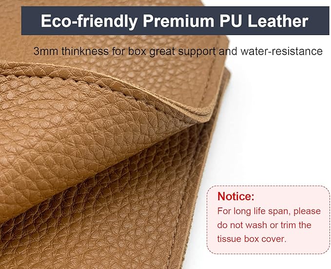 PENGLONG Tissue Box Cover 5X5X5'' PU Leather Tissue Holder Square Tissue Cube Box Organizer for Bathroom Vanity Countertop, Car, Night Stands, Office, Home, Kitchen (1Pack, Brown)