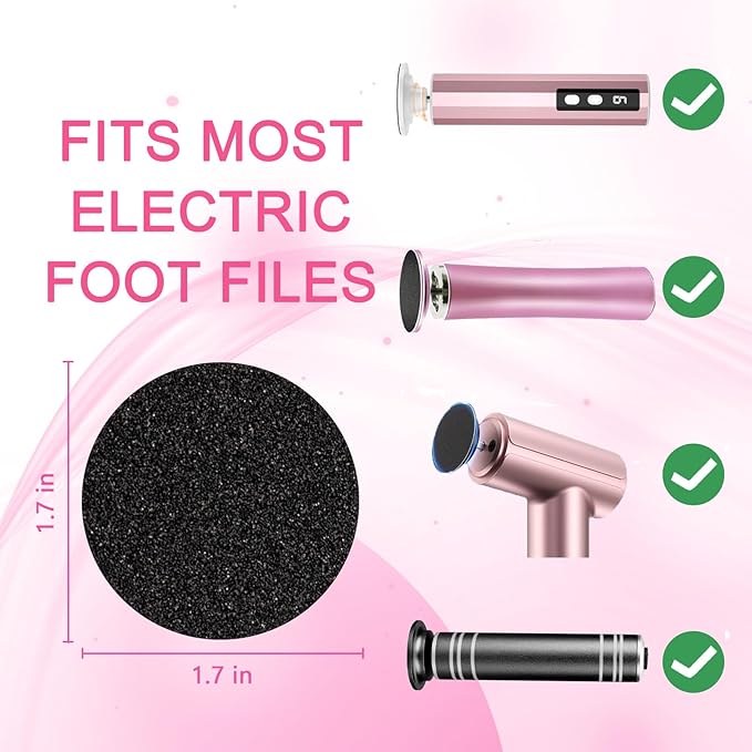 Trazzo 80/120/180 Grit Replacement Sanding Discs for Electric Foot File - Color-Coded Refill Sandpaper Pads for Callus Remover, Fits Most Round Foot Grinders (60PCS)