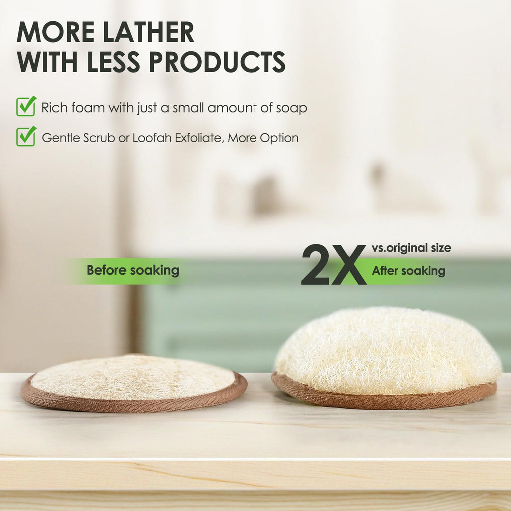 RIYNIBIY Natural Loofah Exfoliating Body Scrubber 2PCS Shower Loofah Sponge