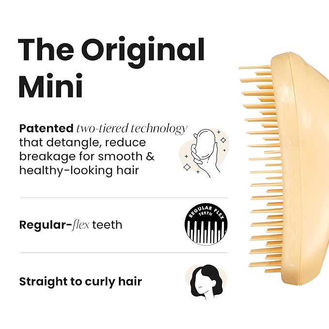 Tangle Teezer Original Detangler Mini Hair Brush, Buttercup Yellow