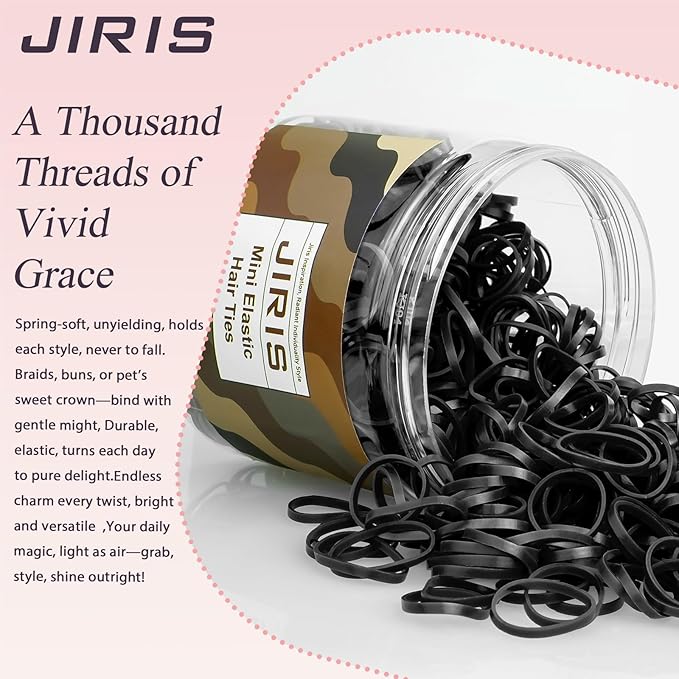 Black 1000pcs Mini Hair Rubber Bands, Soft & Durable Plastic Elastic Hair Ties for Little Girls, Stretch Ponytail Ties for Kids Hairstyles and Braids