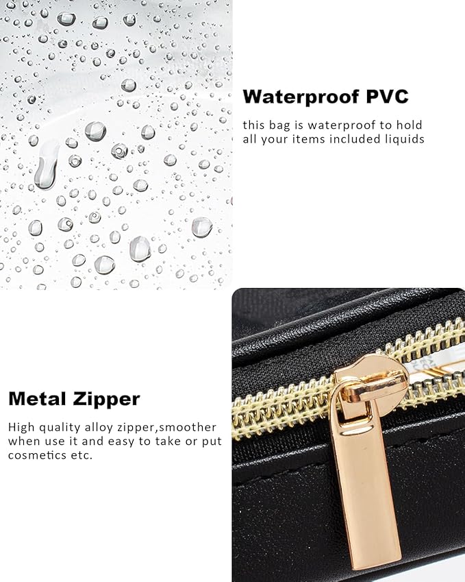 FFpaw Clear Makeup Brush Holder, Travel Makeup Brush Pouch Makeup Brush Bag Organizer Makeup Brush Travel Case with Zipper Waterproof Makeup Travel Case Cosmetic Bag for Women