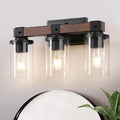 EDISHINE Farmhouse Vanity Lights for Bathroom, 3-Light Bathroom Vanity Lights Over Mirror, Wall Sconce with Clear Glass Shades for Vanity Table, Living Room(E26 Base)