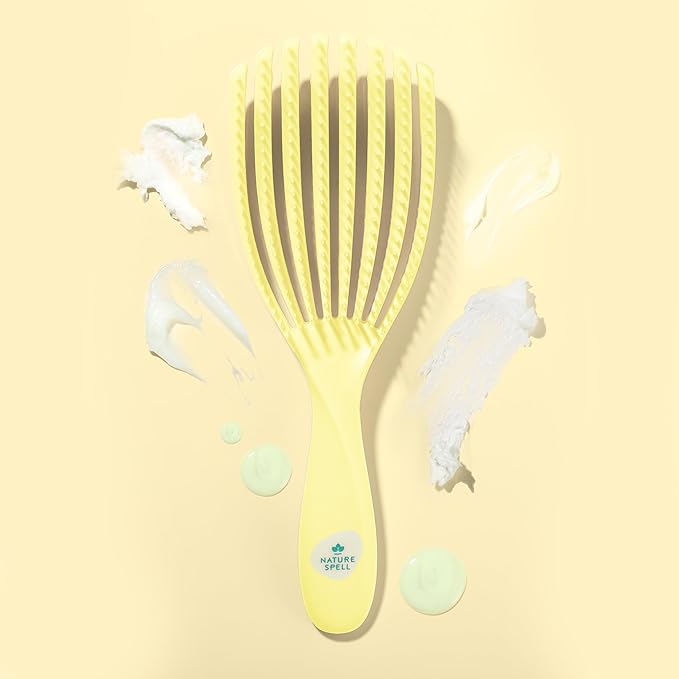 Nature Spell FlexiFlow Detangling Hair Brush, Flexible Strands, Yellow