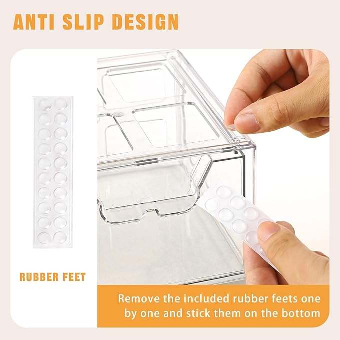 6 Pack Stackable Storage Drawers Clear Acrylic Organizer Makeup Bathroom Organizer and Storage Bins for Beauty Supplies,Ideal for Vanity, Bathroom,Pantry Organization