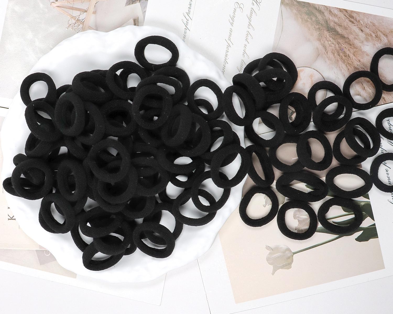 WillingTee 120 Pcs Baby Hair Ties, Cotton Toddler Hair Ties for Girls and Kids, Multicolor Small Seamless Hair Bands Elastic Ponytail Holders,Black