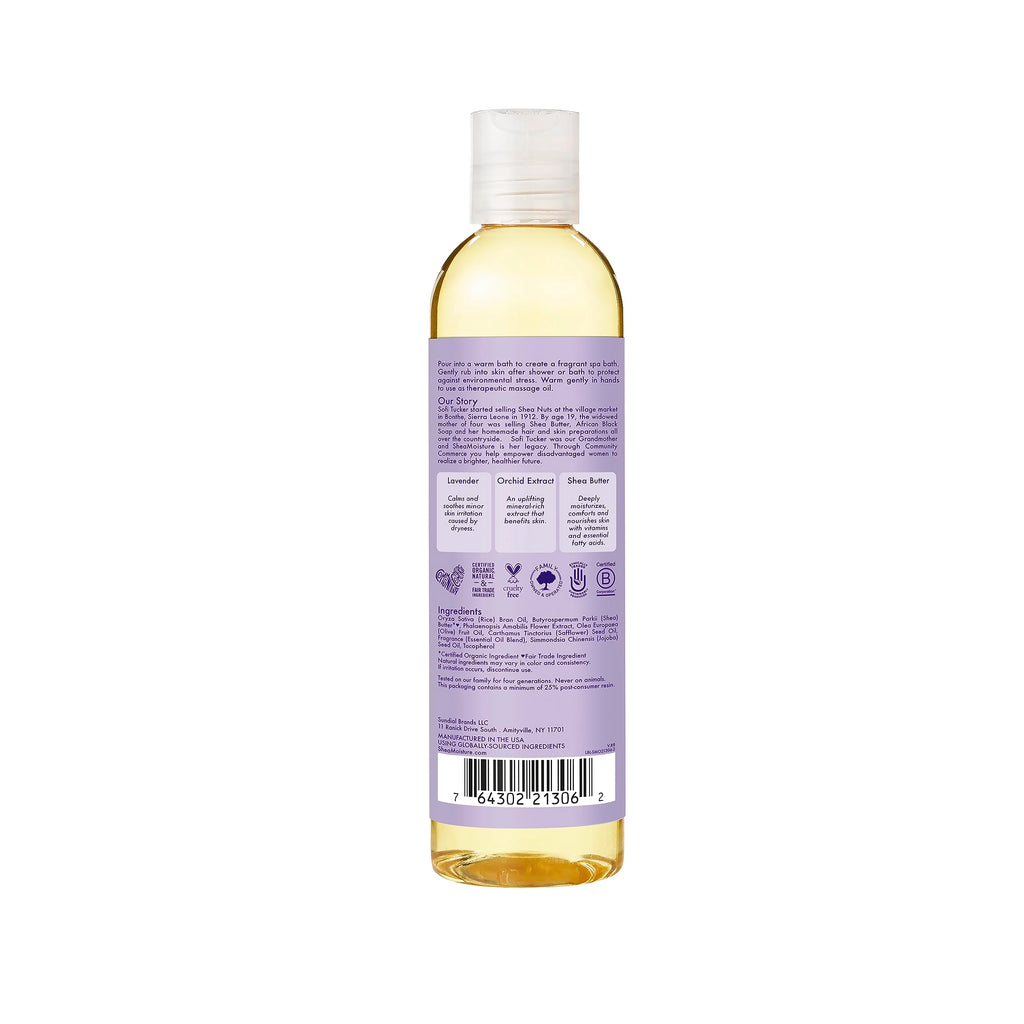 SheaMoisture Bath, Body and Massage Oil Lavender Wild Orchid Calming Moisturizer for Sensitive Skin 8 oz