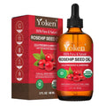 Yoken Organic Rosehip Seed Oil 8oz, Cold Pressed Carrier Oil, Glass Bottle