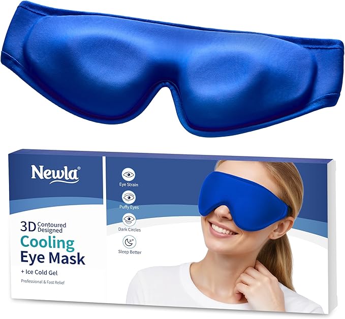 Upgraded Cooling Gel Eye Mask for Puffy Eyes: FSA Eligible Larger Full-Eye Cover Design, Ice-Cold Therapy Relief for Face, Headache & Migraine Relief, Reusable Cold Compress for Eye Strain (Blue)