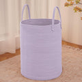 JMvicyroam Large Woven Laundry Basket Hamper,60L Cotton Rope Storage Bin for Blankets,Toys and Clothes,Decorative Tall Nursery Hamper for Living Room,Baby Nursery,Bathroom and Bedroom,Purple