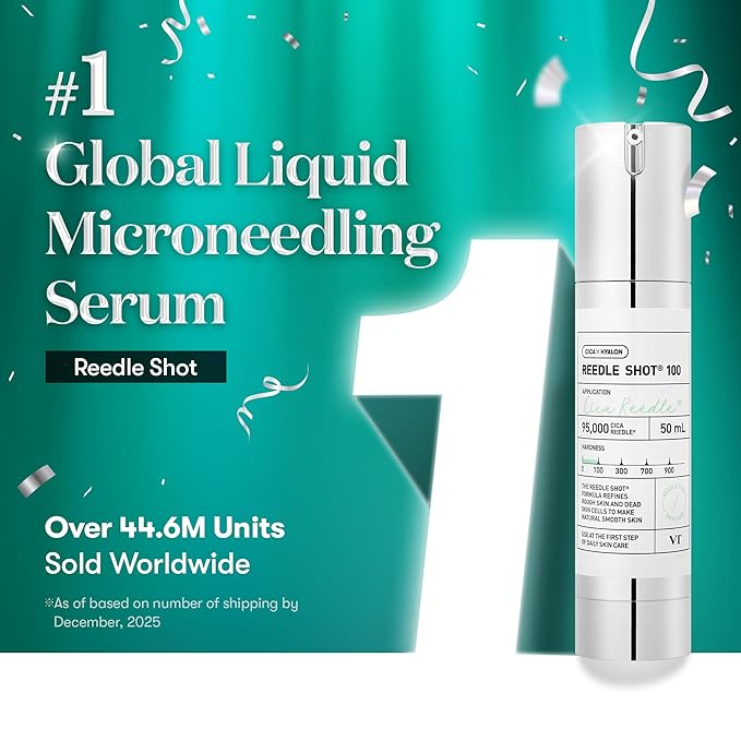 VT COSMETICS CICA Reedle Shot 50, Spicule Microneedling Serum for Pore Care & Exfoliation, Exosome, Centella Asiatica for Glass Skin, Smooth Texture, Korean Liquid Skin Booster (1.69 Fl Oz / 50ml)