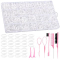 BESARME Clear Rubber Bands for Hair Elastics with 8 Styling Tools, 1500 Pcs Baby Toddler Small Hairs Ties for Girls Hairs Accessories for Women