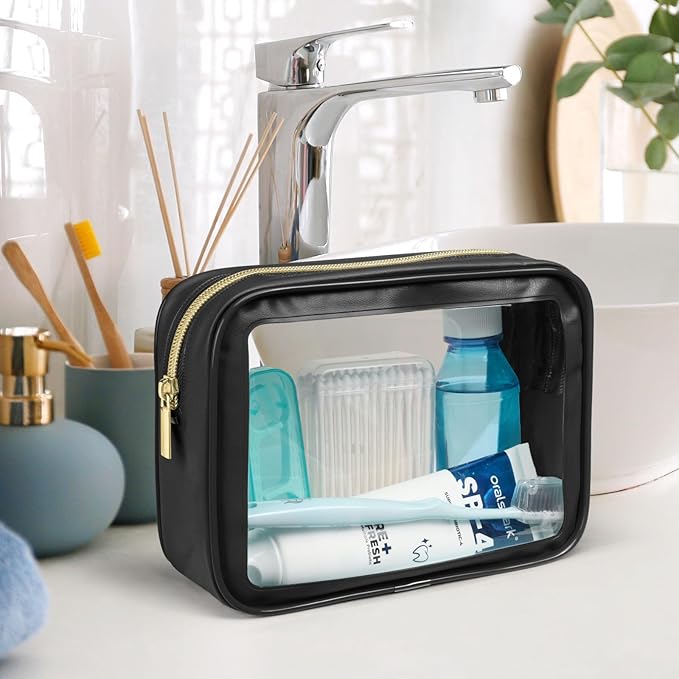 PPACKISM Clear Makeup Bag Travel - TSA Approved Toiletry Bag, Multi-colored