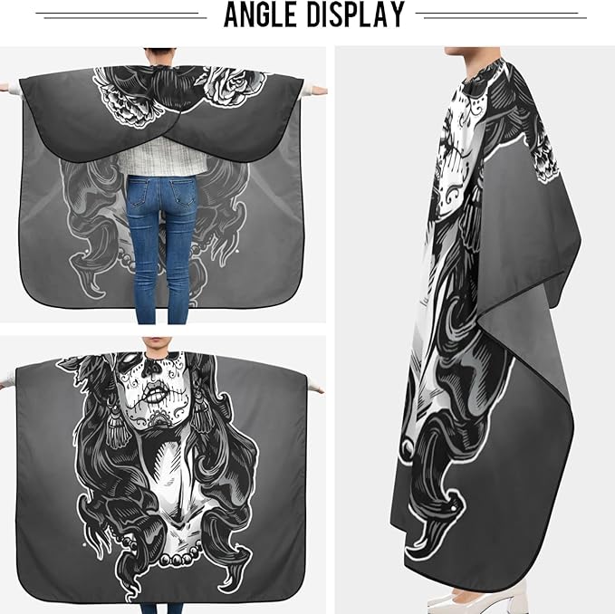Visesunny Barber Cape - Dead Skull Woman Hair Cutting Salon Apron Anti-Static Water-Resistant Shaving Bib Hairdressing Cape