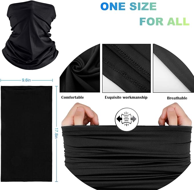 6 Pack Neck Gaiter Balaclava Bandana Gator Face Mask Scart Cover Breathable Sun Protection Headwear for Men Women (6 Pack MIX Color)