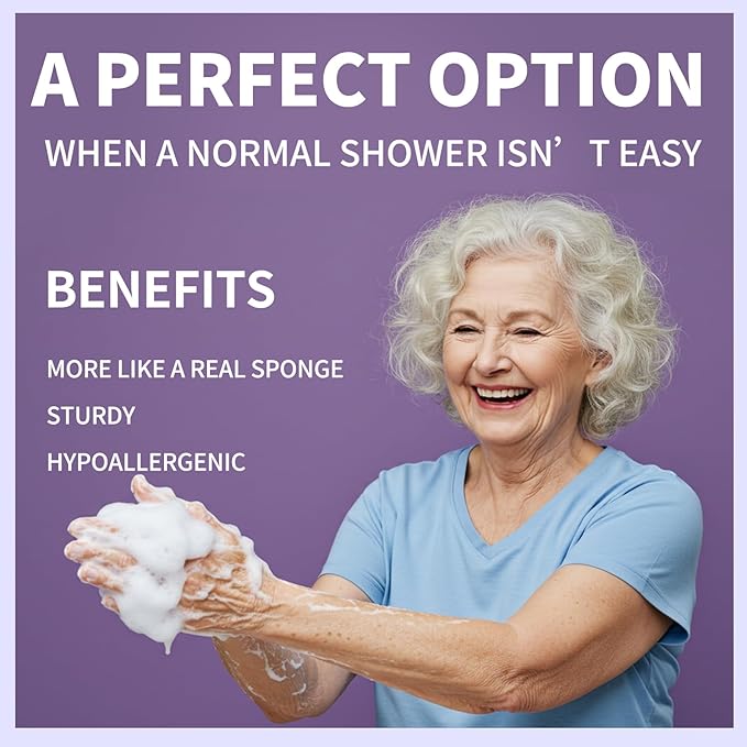 Hygienjoy Body Wipes for Adults Bath Sponges No Rinse -SINGLE USE Shower Wipe - DRY and SOAP INFUSED -Sturdy and No residue,for elderly care,post surgury,camping &GYM,Lavender Scent