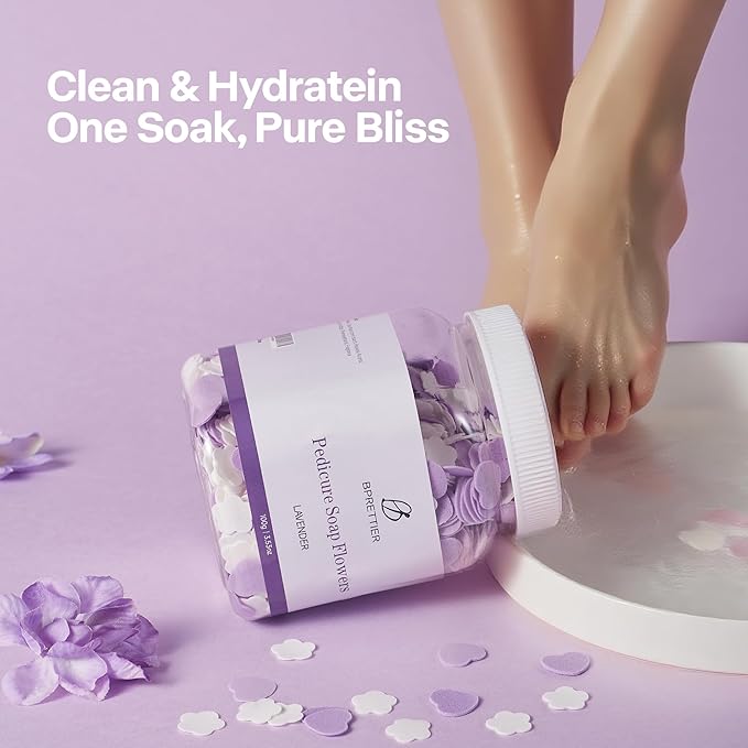 Pedicure Soap Flowers Foot Soak Petals Sheet for Softens Dead Skin Moisturizing Relaxing Spa Feet Birthday Pedi Nail Party (Lavender)