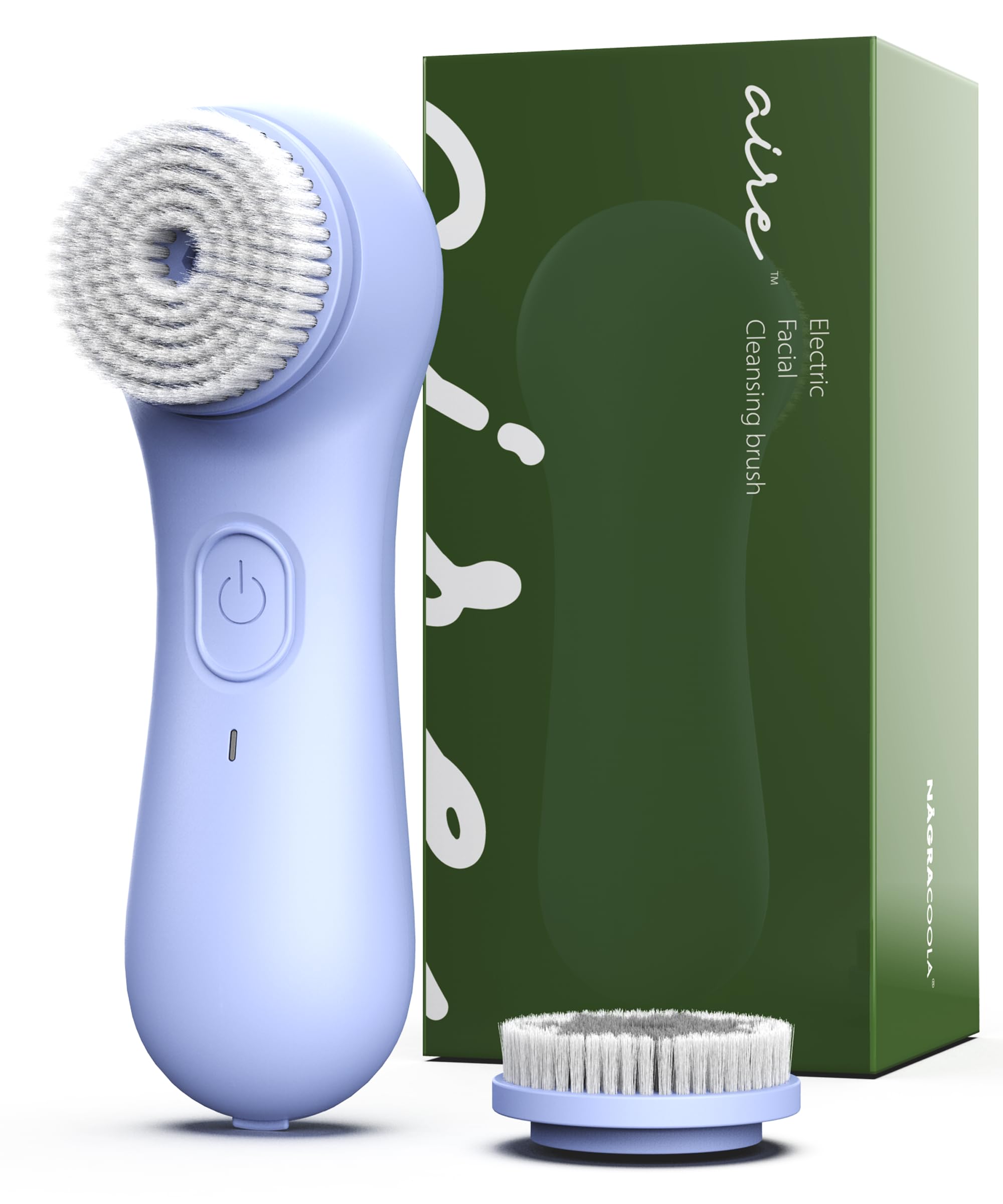 NågraCoola Electric Facial Cleansing Brush – Rechargeable Waterproof Face Scrubber for Women & Men, 2 Brush Heads for Deep Pore Cleansing & Gentle Exfoliation, 3 Speeds, Auto-Timer