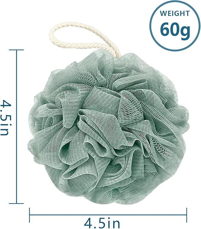 Awontar Bath Loofah Sponge, 60G Shower Loofah Exfoliating Body Scrubber Sponge, 4 Count Bath Mesh Pouf Ball for Women and Men (Light Color)