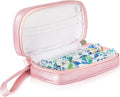 Teircno Portable Tampon Organizer, Beige PU Pouch with Handle and Zipper for Women's Period Bags