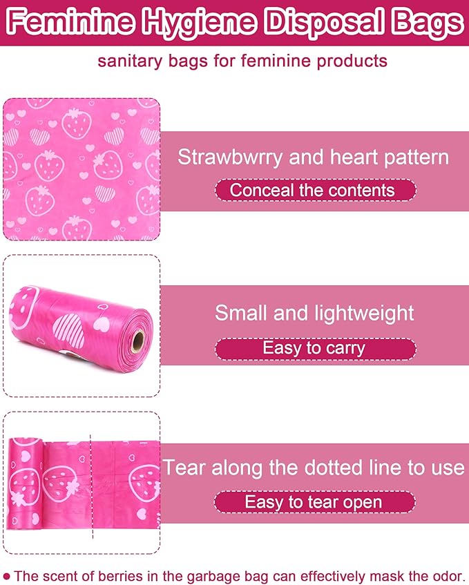 150 Pcs Sanitary Napkin Disposal Bags, ArtCute Sanitary Pad Disposable Bags Personal Care Tampons Disposal Trash Bag for Sanitary Women Privacy Handling Diaper Bag