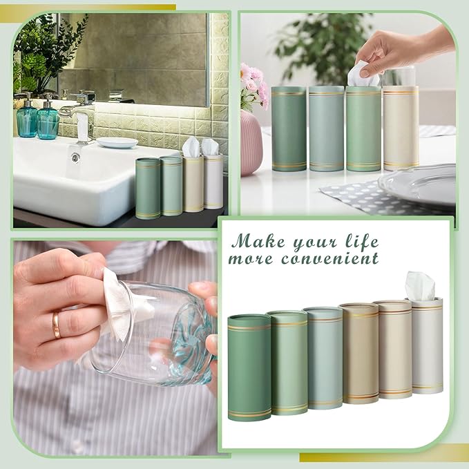 Fourluoo 12 Pack Car Tissue Cylinder Holder Bulk with 3 Ply Facial Tissues, Round Napkin Holders for Cup Holder Cylinder Travel Paper Tubes Bulk Round Napkin Boxes Packs(Multicolor)