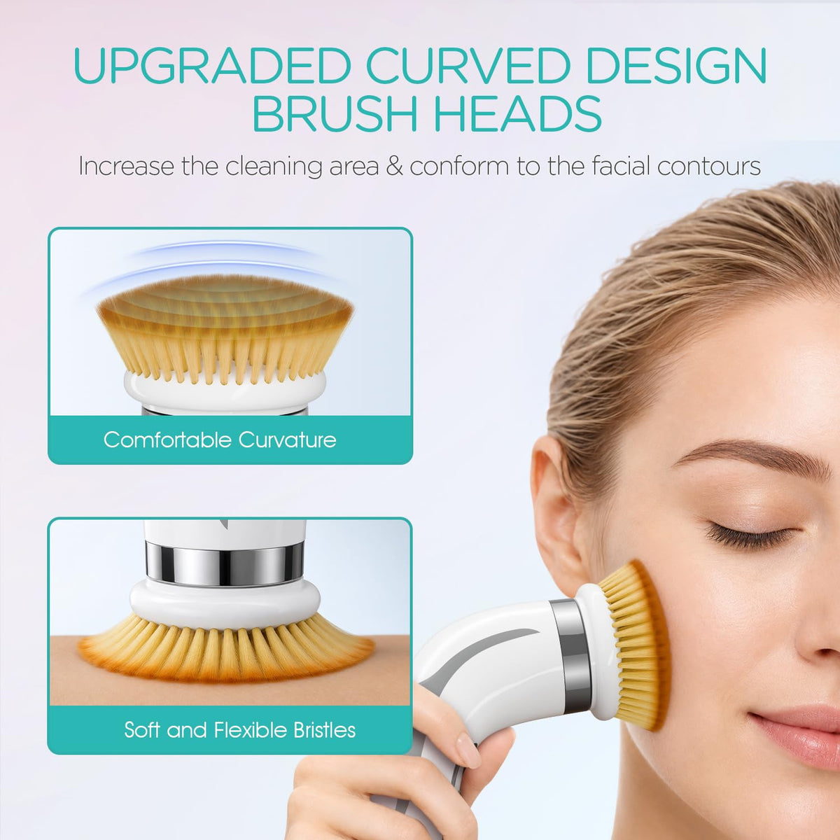 VOGOE Facial Cleansing Brush-Spin Face Scrubber Exfoliator Rechargeable, 2-Speed Rotation, Electric Face Wash Brushes for Cleansing and Exfoliating, with 2 Brush Heads, Grey