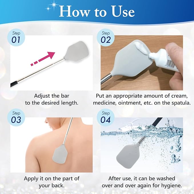 FieldSora Cream Applicator for Back Telescopic Easy to Clean Applies Creams, Sunscreens, and Ointments (Covers Large Areas)