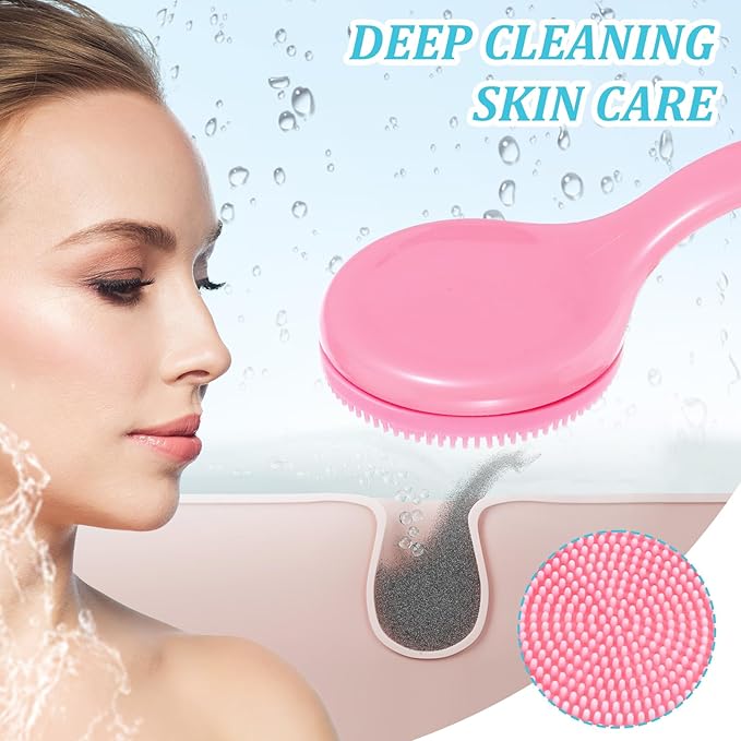2 Pack Silicone Facial Cleansing Brush, Manual Scrubber for Removing Blackheads, Whiteheads, Skin Friendly Cleansing Soft Brush Exfoliating Massaging Brushes for Men and Women (Blue, Pink)