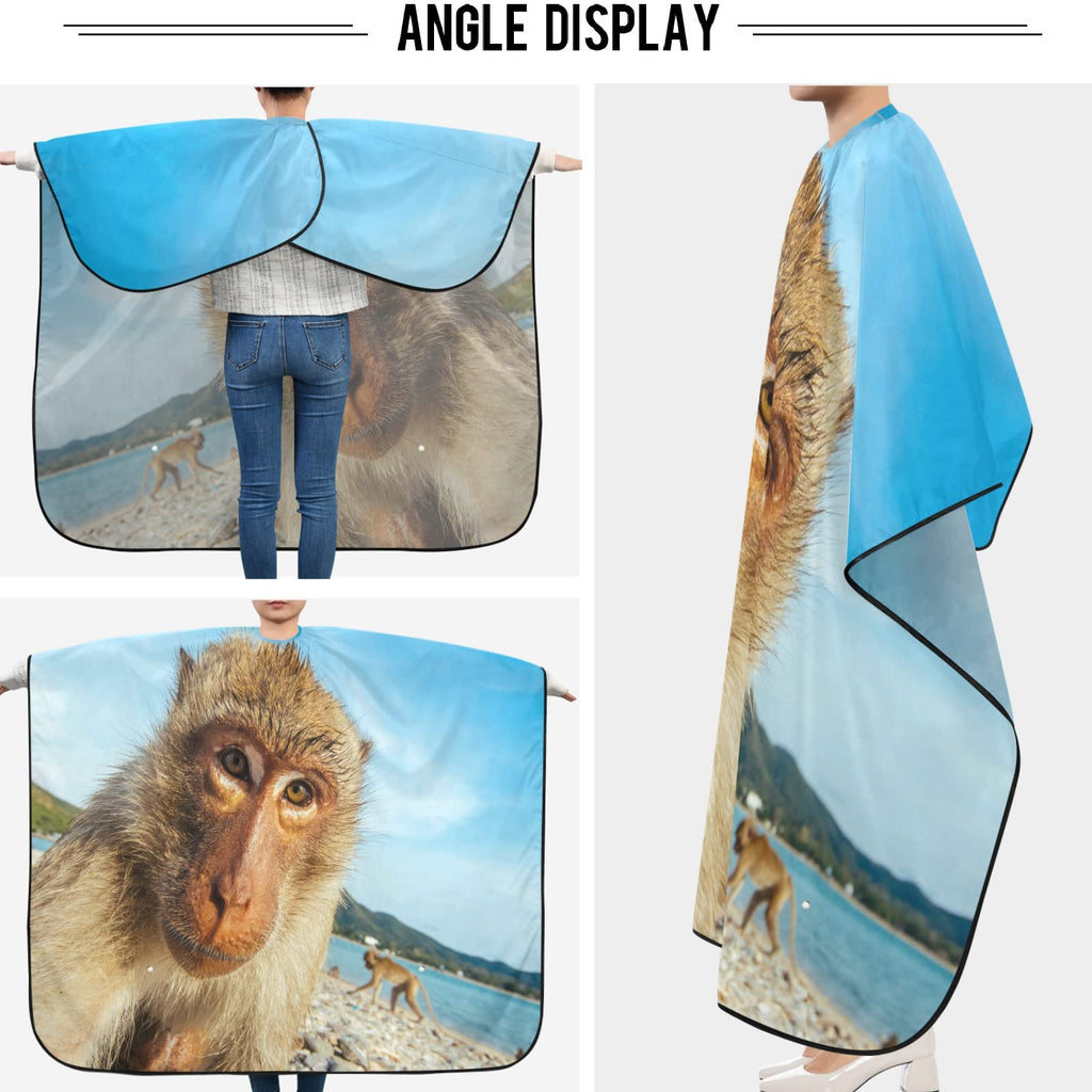 Visesunny Barber Cape - Monkey Polyester Hair Cutting Salon Apron, Anti-Static Haircut Water-Resistant Shaving Cloth, Beard Shaving Bib, Hairdressing Cape