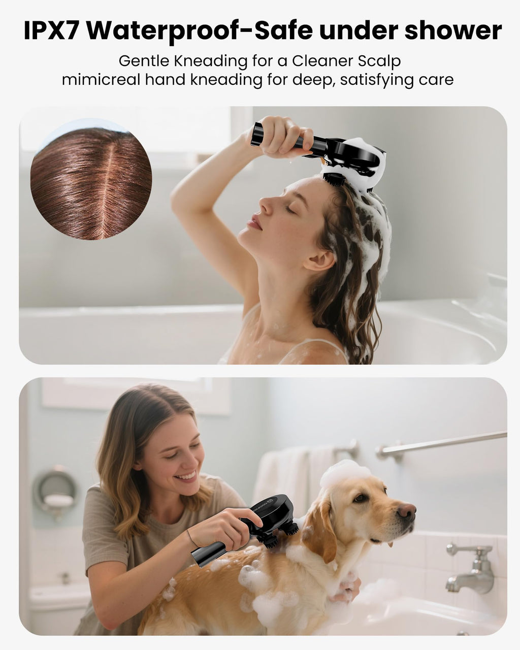 COMFIER 2026 Handheld Scalp Massager Hair Growth,Cordless Head Massager 3 Modes & 8 Silicone Claws,IPX7 Waterproof Body Massager for Stress Relax,Pet Massage,Head Scratcher,Gifts Men,Women(Black)