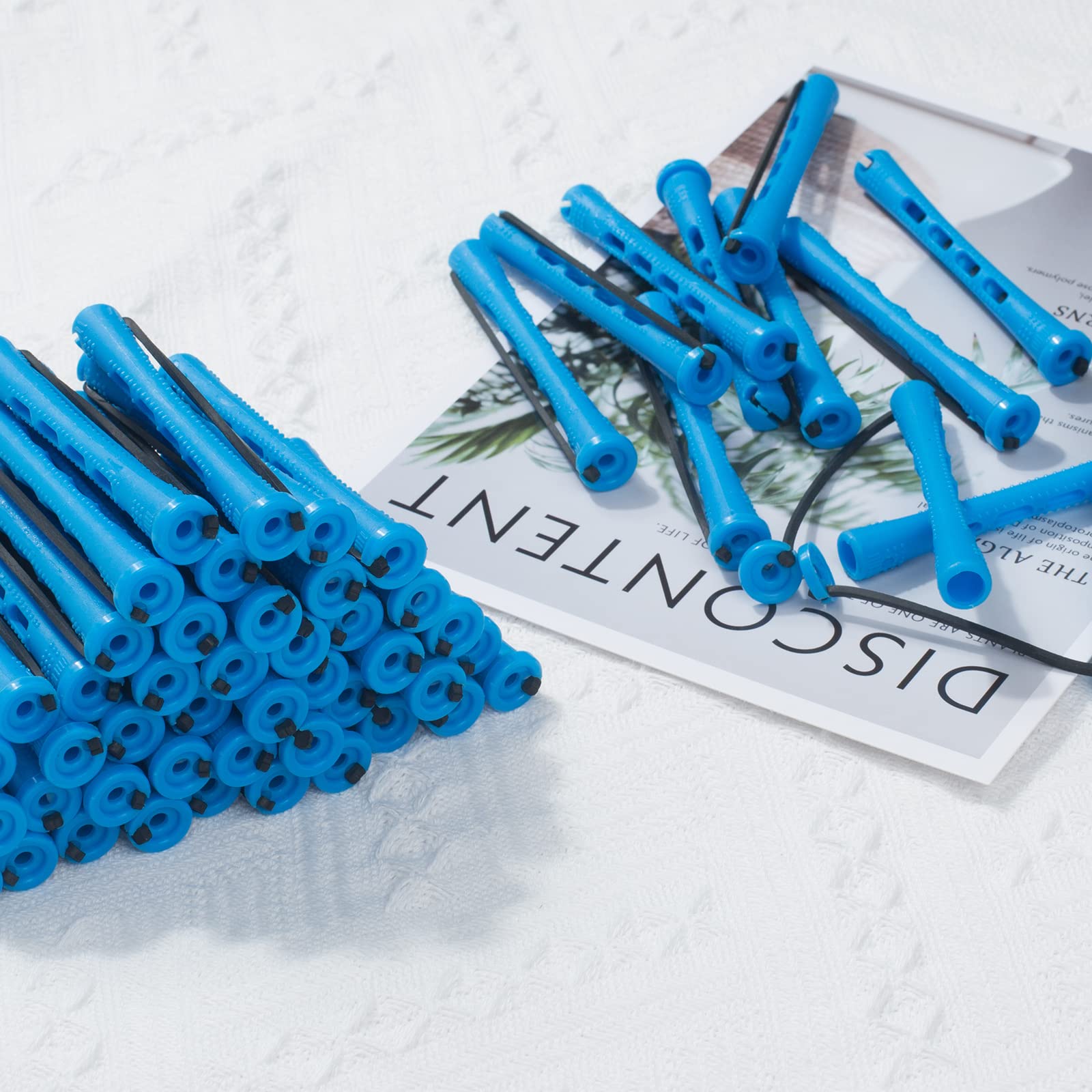 Perm Rods,60 pcs Small Size Rollers for Natural Hair Long Short Hair Styling Tool Curlers 0.35 inch Blue Color