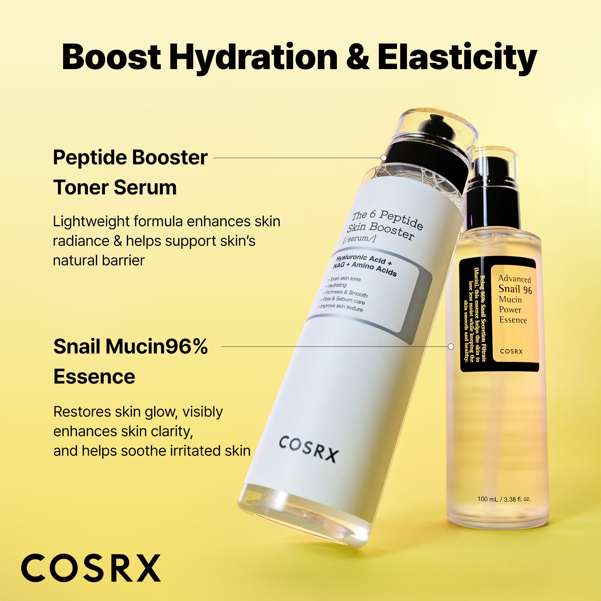 COSRX Snail Mucin 96% Peptide Booster Set, Self Care Gift Set for Women