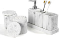 YMXYJM Bathroom Accessories Set, 6 Piece Soap Dispenser Set - Marble White