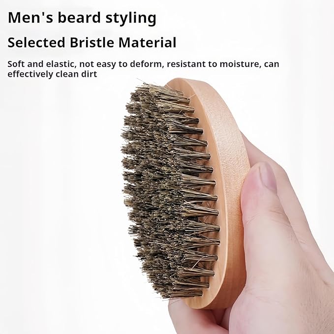 TIKIYOUN Boar Bristle Hair Beard Brush - Smoothing Travel Hairbrush with Soft Boar Bristles for Men & Women, Thick Coarse Hair, Brown