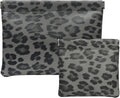 Ksriylm 2 Leopard Leather Small Makeup Pouches Set for Women,Cosmetic Accessories,Waterproof and Portable Cosmetic Bags,Self-closing,No Zipper, Aesthetic Storage Pouch,Lipstick for Purse, Black