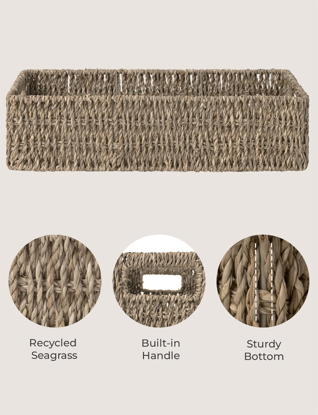 StorageWorks Wicker Seagrass Baskets, Toilet Basket Tank Topper