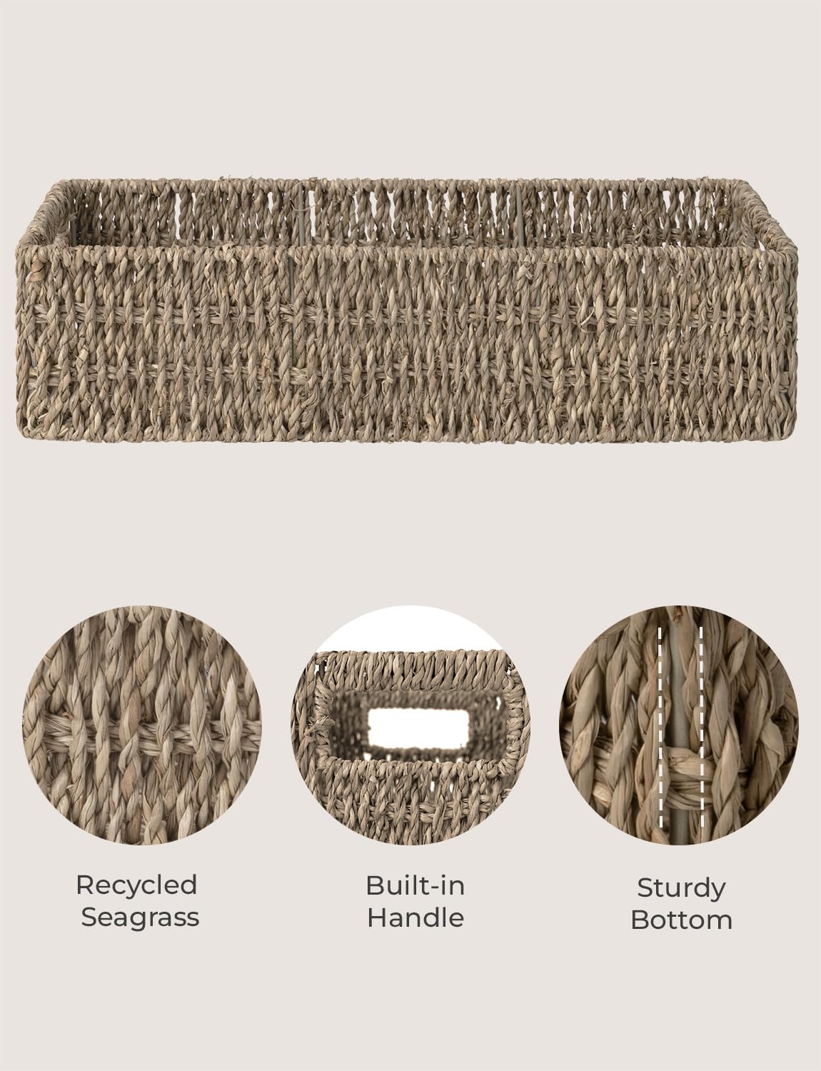 StorageWorks Wicker Seagrass Baskets, Toilet Basket Tank Topper