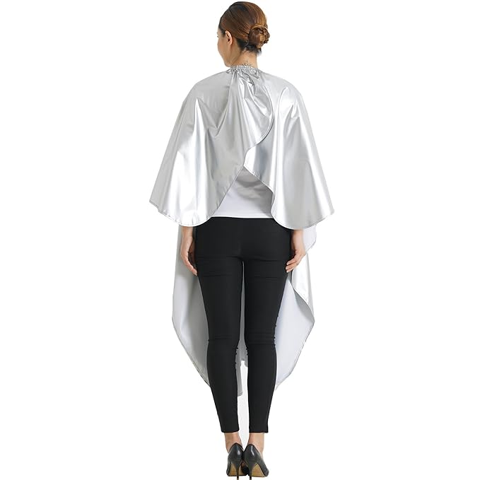 Professional Salon Cape Polyester Shampoo & Chemical Resistant Barber Haircut Cape,54”x62”,Silver,C012001B-S