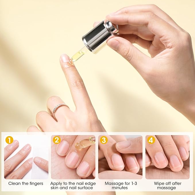 GELLEN Nail Growth Oil, Nail Cuticle Oil for Growth and Strength, Vitamin E Natural Keratin Cuticle Nails Treatment for Hydrating, Nourishing, Strengthening, Repairing, 0.68 Oz