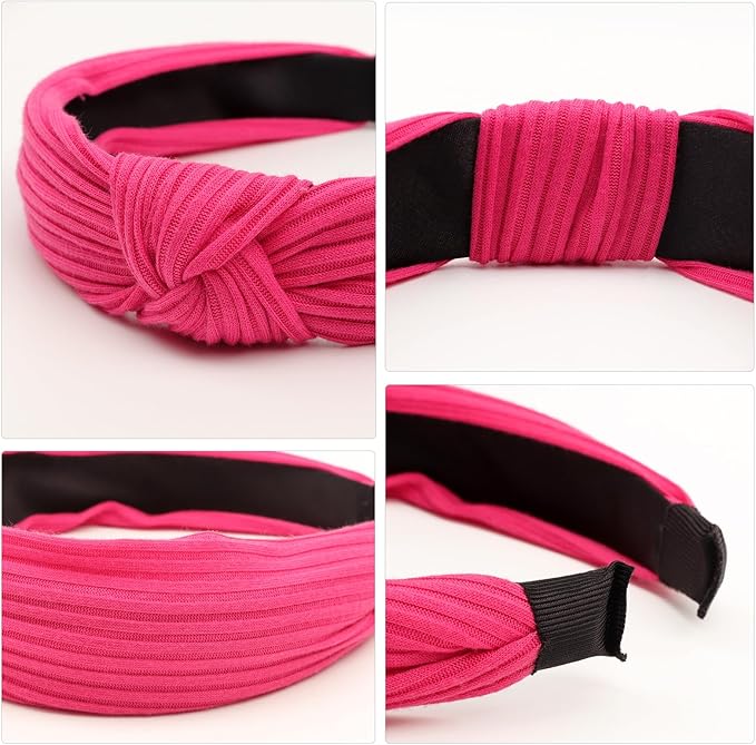 DRESHOW 8 Pack Knotted Headbands for Women Wide Turban Headband Yoga Exercise Ribbing Hair Hoop Hair Bands Accessories