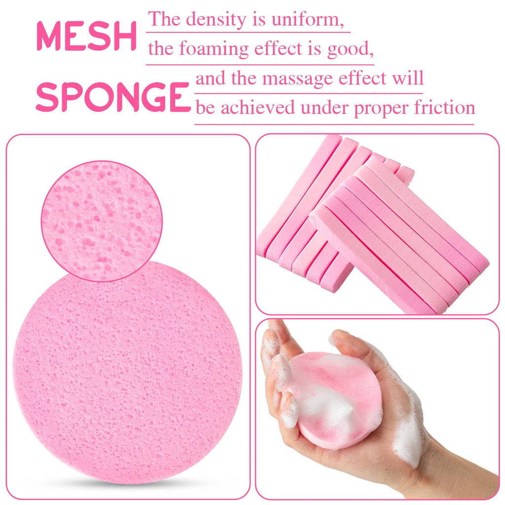 Foaincore 600 Pcs Compressed Facial Sponge Round Facial Sponge for Estheticians Face Sponges for Cleansing Makeup Removal Wash Pads Disposable Sponges for Women Spa Exfoliating (Pink)