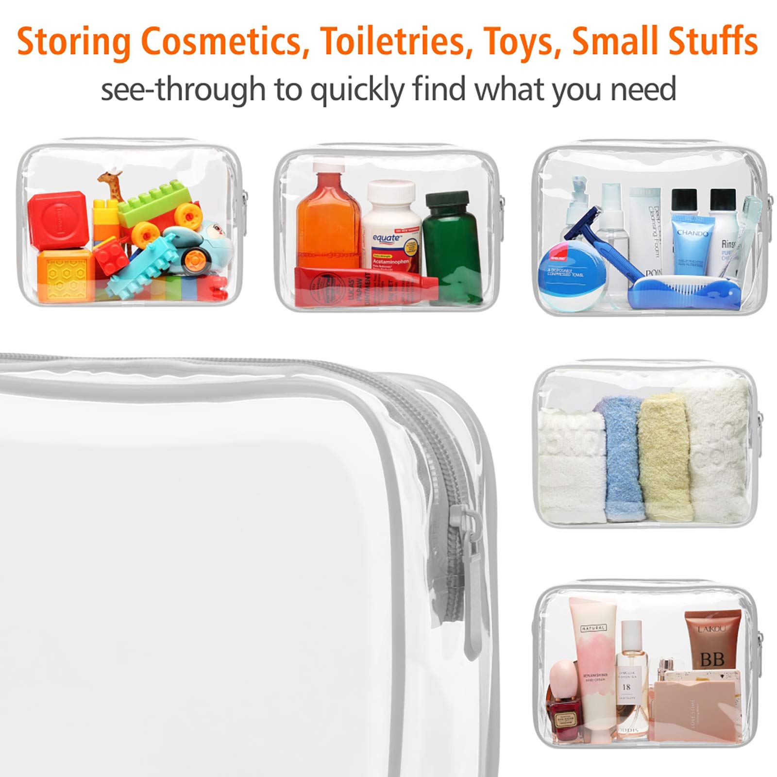 PACKISM Clear Makeup Bag for Travel - TSA Approved Toiletry Bag, Grey