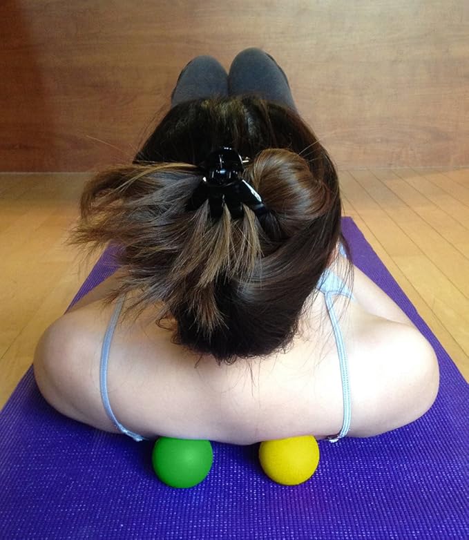 Kieba Massage Lacrosse Balls for Myofascial Release, Trigger Point Therapy, Muscle Knots, and Yoga Therapy. Set of 2 Firm Balls (Green and Yellow)