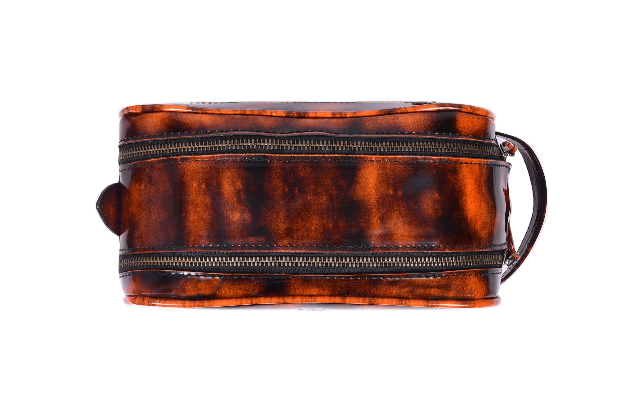 10" Premium Leather Toiletry Travel Pouch With Waterproof Lining | King-Size Handcrafted Vintage Dopp kit By Aaron Leather Goods (Canary Brown)