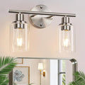 Zarbitta 2-Light Bathroom Light Fixtures, Brushed Nickel Vanity Light, Modern Vanity Lights with Clear Glass Shade, Bathroom Wall Lamp for Mirror Kitchen Living Room Hallway Cabinet Porch