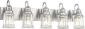 Bathroom Light Fixtures, HWH 5-Light Vanity Light, Modern Brushed Nickel Wall Lighting Over Mirror, Bell-Shaped Striped Glass, 5HZG106B-5W BN