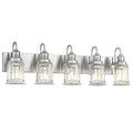 Bathroom Light Fixtures, HWH 5-Light Vanity Light, Modern Brushed Nickel Wall Lighting Over Mirror, Bell-Shaped Striped Glass, 5HZG106B-5W BN